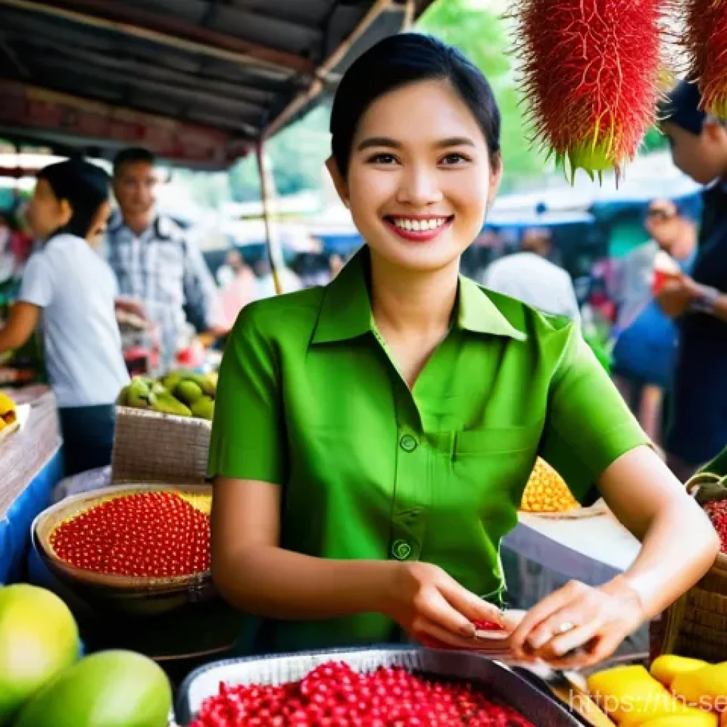 커뮤니티 기반 서비스의 경제적 효과 - **Vibrant Thai Local Market Scene:**
A bustling outdoor "Talad Nad" (local market) in a charming...