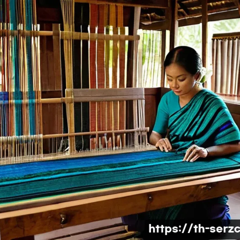 커뮤니티와 기업의 협력 사례 분석 - **Prompt:** A vibrant, sun-drenched traditional Thai weaving workshop in a peaceful rural village. A...