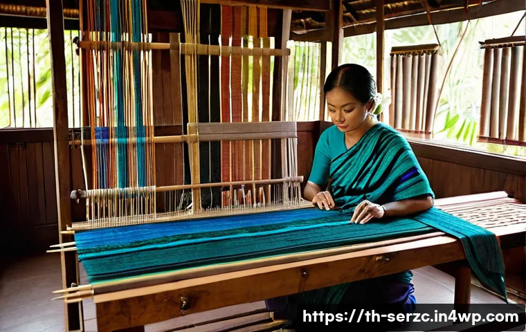 커뮤니티와 기업의 협력 사례 분석 - **Prompt:** A vibrant, sun-drenched traditional Thai weaving workshop in a peaceful rural village. A...