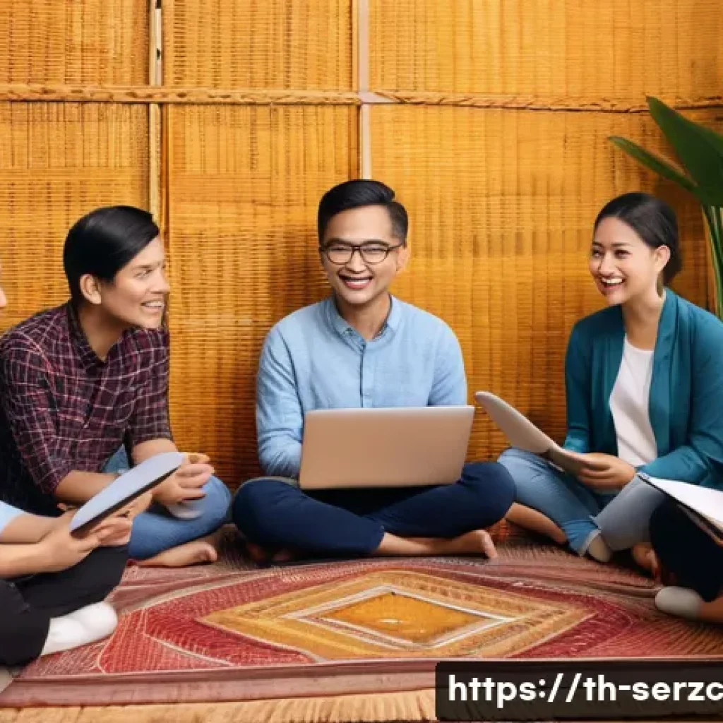 커뮤니티 관리에서의 원활한 소통 중요성 - A diverse group of Thai community members engaging in a lively and respectful online discussion in a...