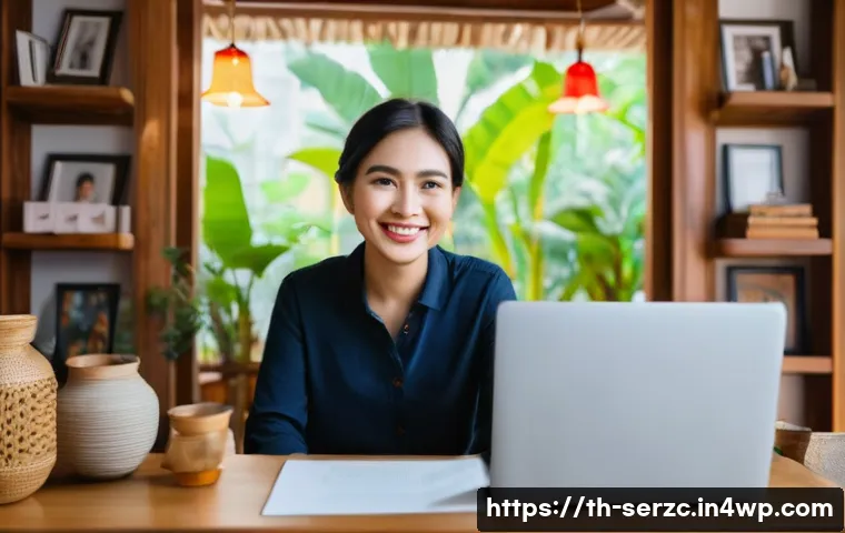 커뮤니티 서비스의 지속 가능성을 위한 경영 전략 - A warm, friendly online community live Q&A session scene set in a cozy Thai-style home office, featu...