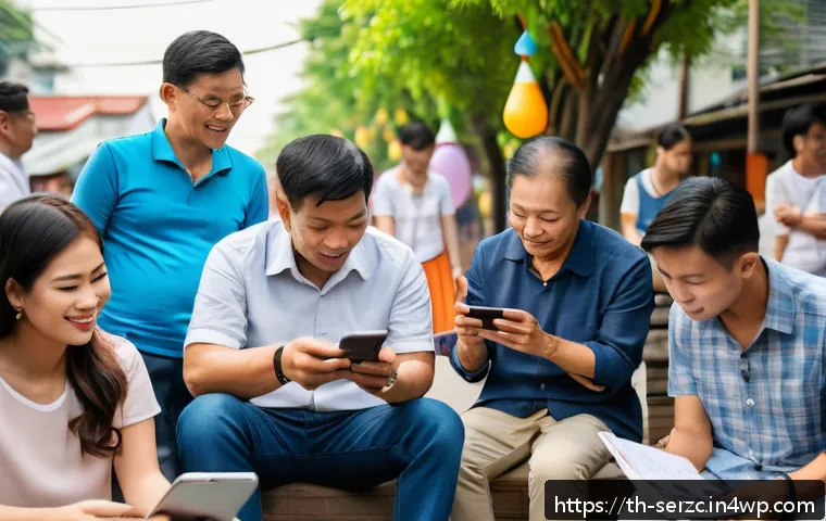 커뮤니티 내 의견 수렴을 위한 시스템 구축 - A diverse community meeting in a modern Thai urban neighborhood, featuring people of different ages ...