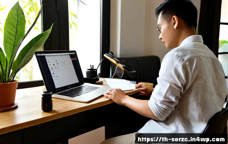 Home 17 커뮤니티 플랫폼에서의 콘텐츠 제작 가이드 - Photorealistic Thai content creator planning a community platform post at a tidy home studio desk in...